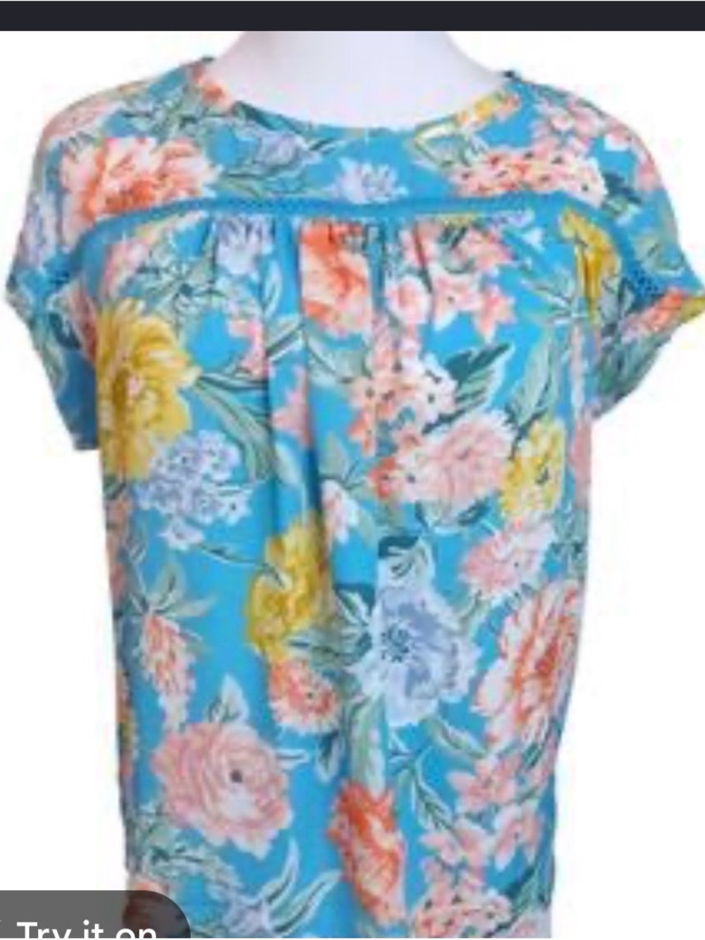 LOFT Floral Flutter Sleeve Blouse - Blue like new LP